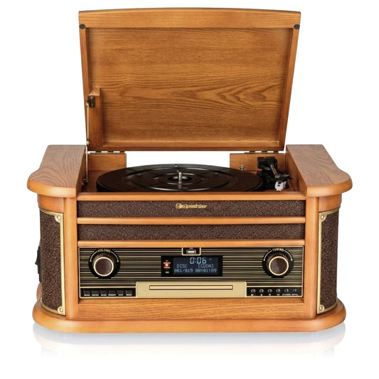 Roadstar HIF-1996D+BT – Chaîne Hi-Fi de style vintage avec platine, radio, lecteur CD, lecteur de cassettes et Bluetooth