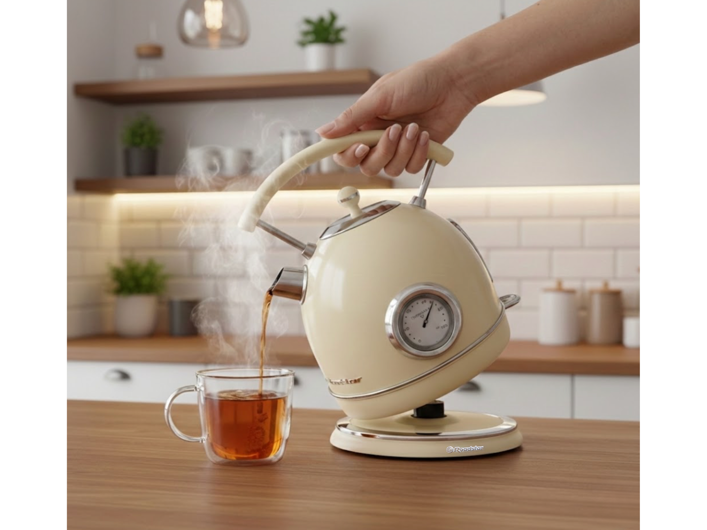 Roadstar KT-880CR – Vintage Style Electric Kettle with Thermometer & 1.8L Capacity